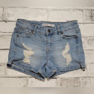 Bluenotes Distressed Denim Shorts Light Wash Low Rise Size 25
